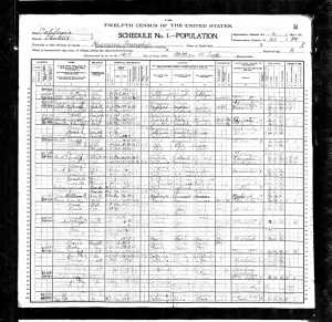 Leonardo living next door to his sister's family in Hueneme Township 1900. Courtesy of ancestry.com. 