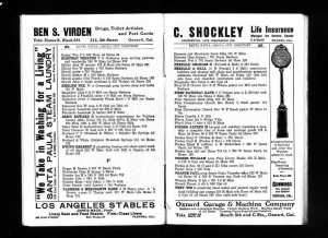 Leonardo Sr and Jr at their respective businesses in Santa Paula, CA 1910.