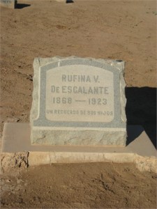 Rufina's tombstone, Mt.View Cemetery, Historical Section.