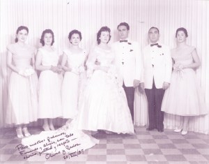 Carlos' Wedding Party, 1957. With his Padrinos, Tia Alicia (left of bride) and Tio Fernando (right of groom).  