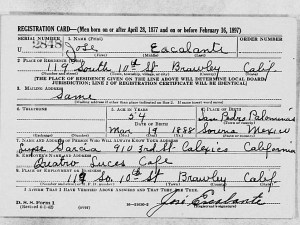 Jose Escalante, Brawley, 1942. 