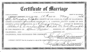 The official marriage certificate. May 15, 1936. 