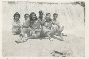 Her future sister-in-law (Oralia is far left) and Nela is third from left. Visiting a local waterfall. 