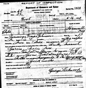 Margarita and Tomas visiting Manuel Garcia (her brother-in-law), 1912. 